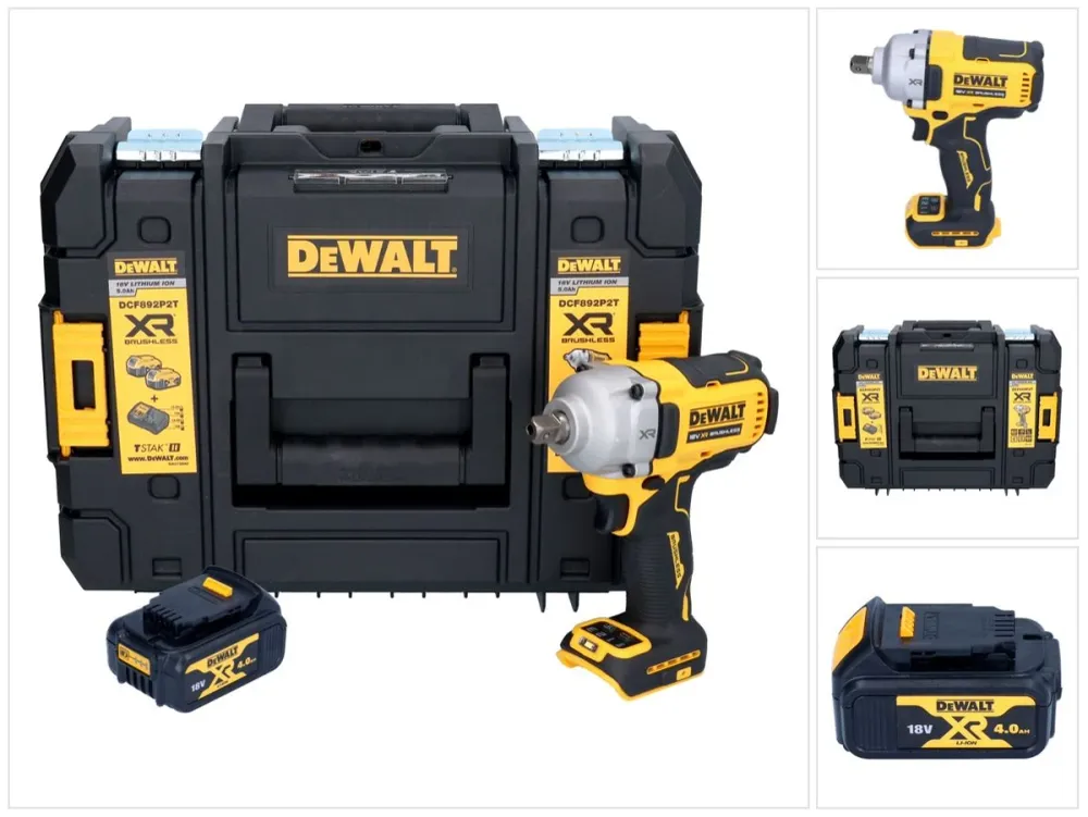 Akumulatorowy klucz udarowy DeWalt DCF 892 NT 18 V 813 Nm 1/2" bezszczotkowy + 1x akumulator 4,0 Ah + TSTAK - bez ładowarki
