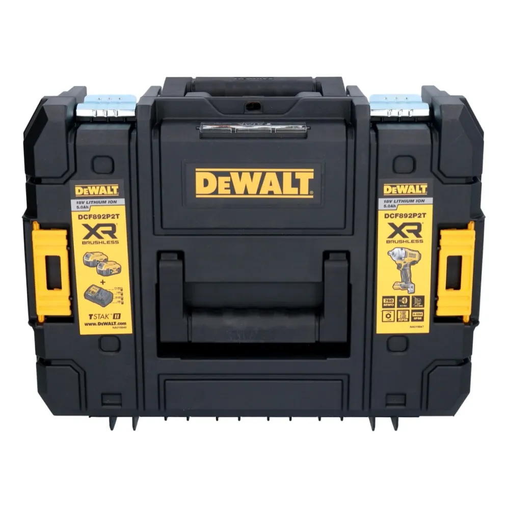 Akumulatorowy klucz udarowy DeWalt DCF 892 M2T 18 V 813 Nm 1/2" bezszczotkowy + 2x akumulator 4,0 Ah + ładowarka + TSTAK