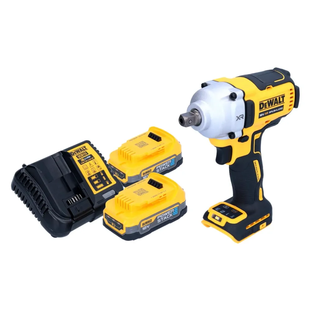Akumulatorowy klucz udarowy DeWalt DCF 892 E2 18 V 812 Nm 1/2" bezszczotkowy + 2x akumulator Powerstack 1,7 Ah + ładowarka