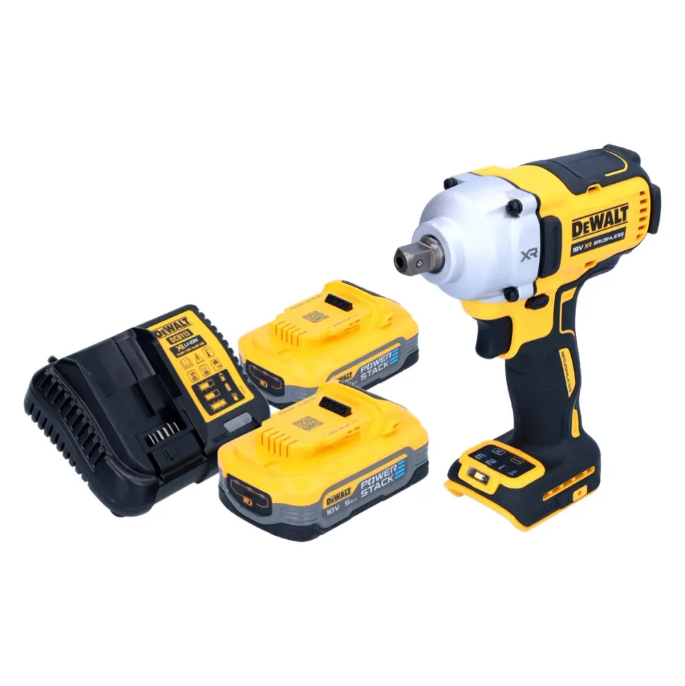 Akumulatorowy klucz udarowy DeWalt DCF 892 H2 18 V 812 Nm 1/2" bezszczotkowy + 2x akumulator Powerstack 5,0 Ah + ładowarka