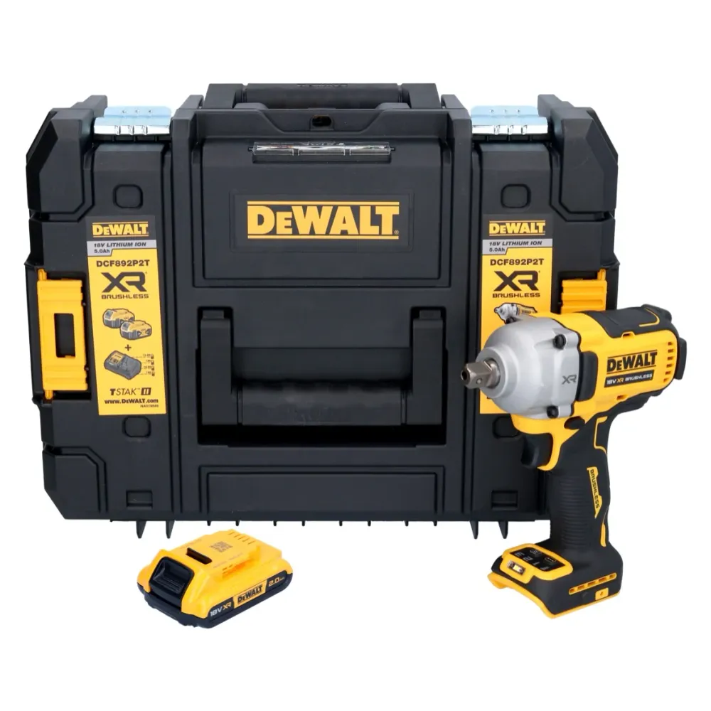 Akumulatorowy klucz udarowy DeWalt DCF 892 NT 18 V 813 Nm 1/2" bezszczotkowy + 1x akumulator 2,0 Ah + TSTAK - bez ładowarki