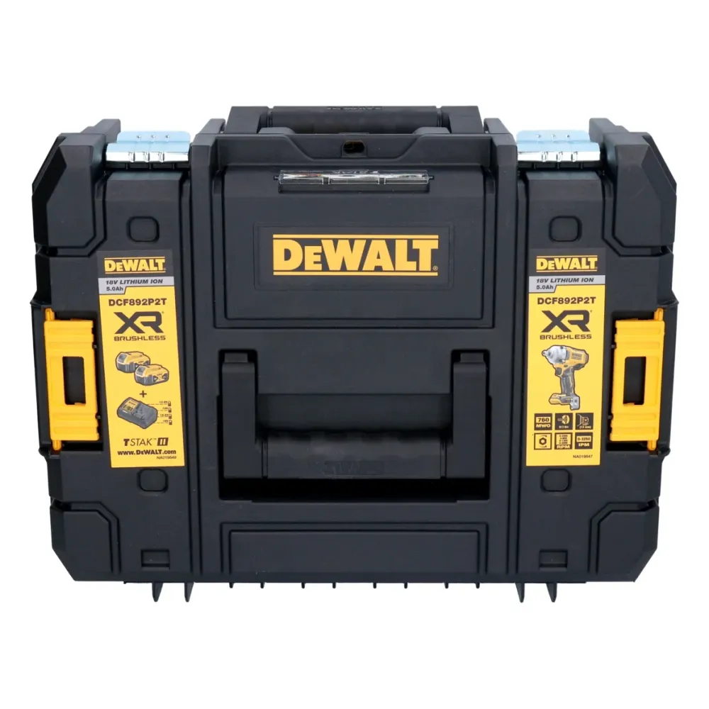 Akumulatorowy klucz udarowy DeWalt DCF 892 NT 18 V 813 Nm 1/2" bezszczotkowy + 1x akumulator 2,0 Ah + TSTAK - bez ładowarki
