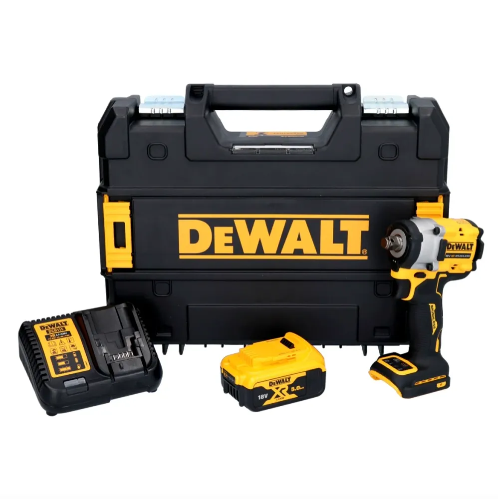 Akumulatorowy klucz udarowy DeWalt DCF 921 P1 18 V 400 Nm 1/2" bezszczotkowy + 1x akumulator 5,0 Ah + ładowarka + TSTAK