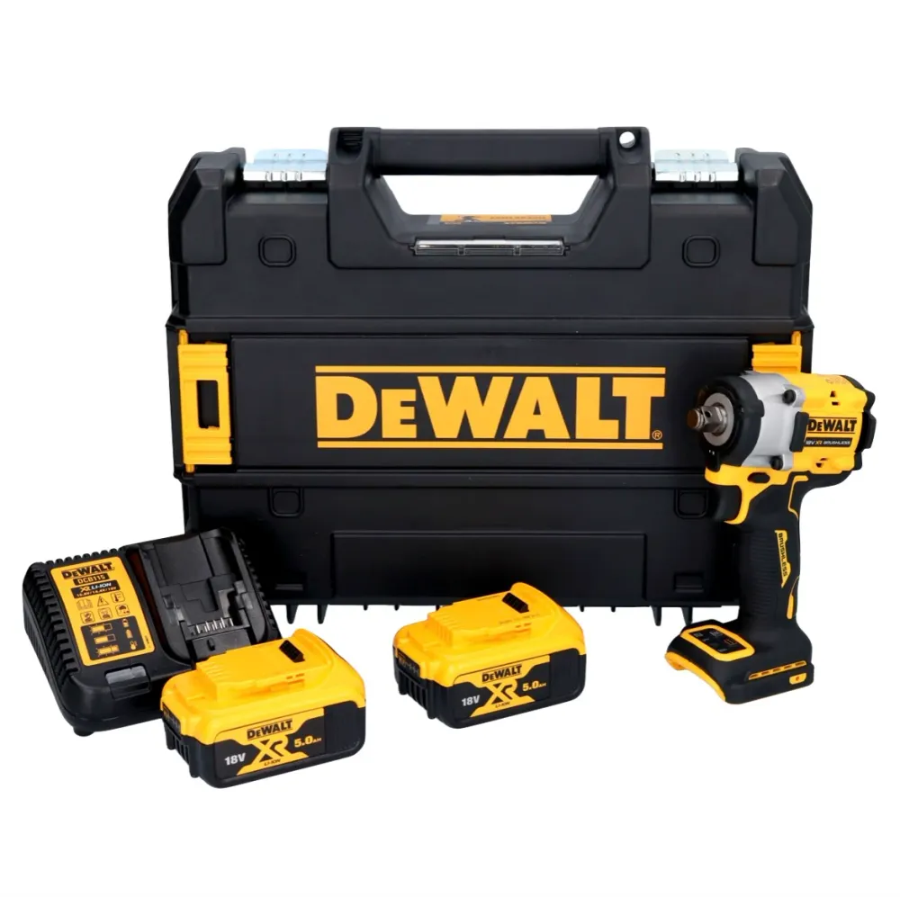 Akumulatorowy klucz udarowy DeWalt DCF 921 P2 18 V 400 Nm 1/2" bezszczotkowy + 2x akumulator 5,0 Ah + ładowarka + TSTAK