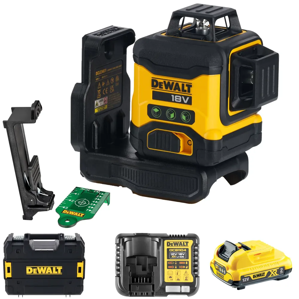 Dewalt DCLE34031D1-QW 18 V 2 Ah zielona poziomica laserowa