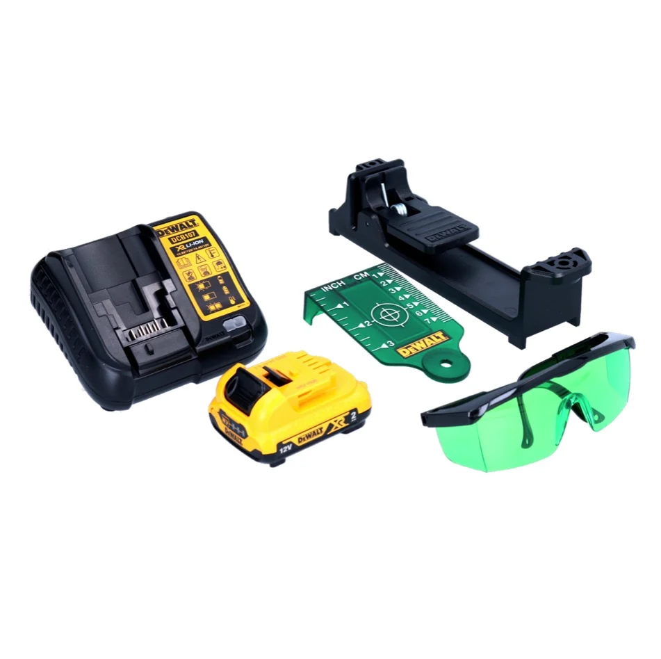 Dewalt DCE 089 D1G Akumulatorowy laser wieloliniowy 12 V 3x 360° zielony + 1x akumulator 2,0 Ah + ładowarka + TSTAK