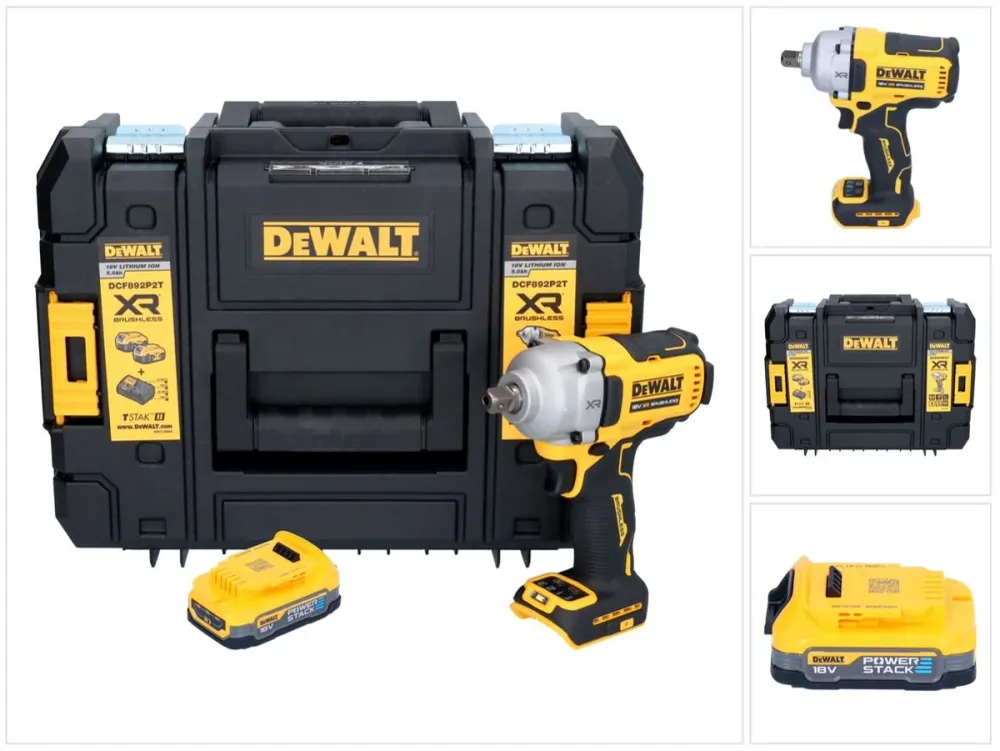 DeWalt DCF 892 NT akumulatorowy klucz udarowy 18 V 813 Nm 1/2" bezszczotkowy + 1x akumulator 1,7 Ah + TSTAK - bez ładowarki