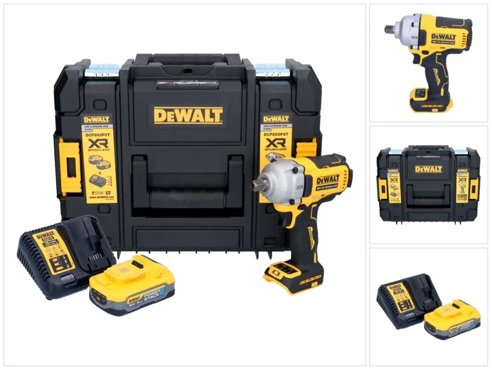DeWalt DCF 892 H1T akumulatorowy klucz udarowy 18 V 813 Nm 1/2" bezszczotkowy + 1x akumulator Powerstack 5,0 Ah + ładowark...