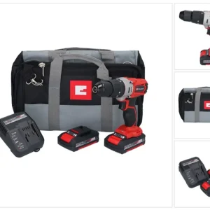 Einhell TE-CD 18/2 Li-Kit akumulatorowa wiertarka udarowa 18 V 44 Nm + 2x akumulator 1,5 Ah + ładowarka + torba