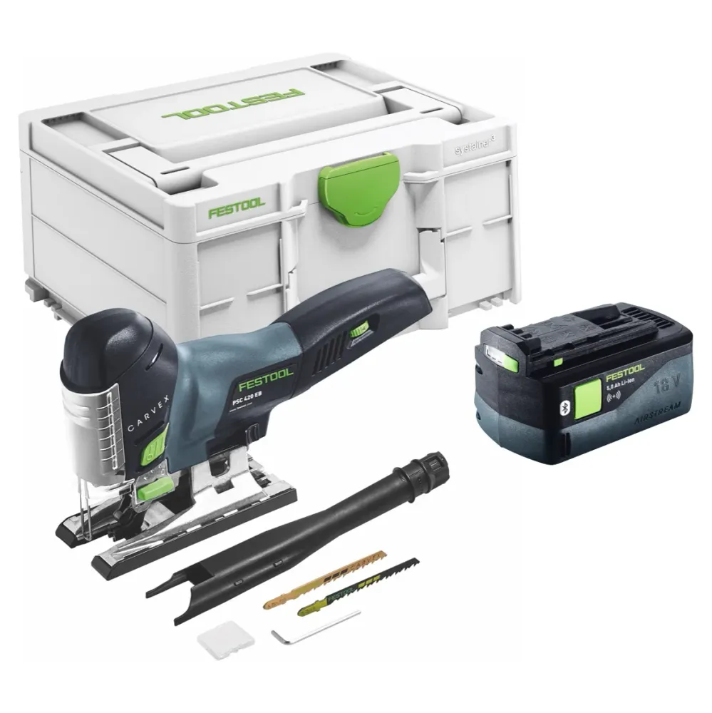Festool CARVEX PSC 420-Basic akumulatorowa wyrzynarka wahadłowa 18 V 120 mm bezszczotkowa + 1x akumulator 5,0 Ah + Systain...