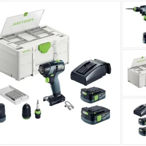 Festool TXS 12 2,5-Set akumulatorowa wiertarko-wkrętarka 12 V 30 Nm bezszczotkowa ( 576874 ) + 2x akumulator 2,5 Ah + łado...