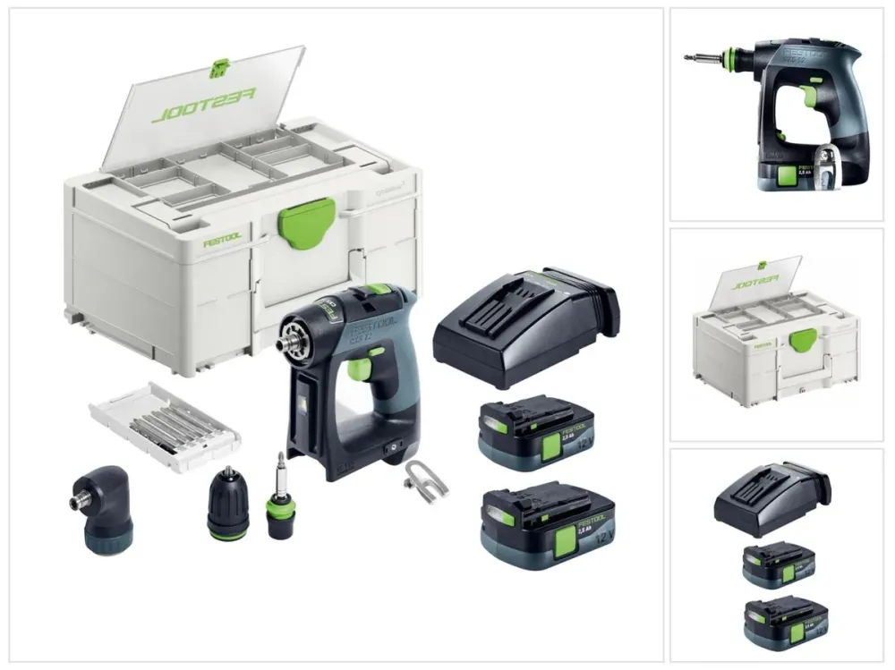 Zestaw Festool CXS 12 2.5 akumulatorowa wiertarko-wkrętarka 12 V 30 Nm bezszczotkowa ( 576865 ) + 2x akumulator 2,5 Ah + ł...