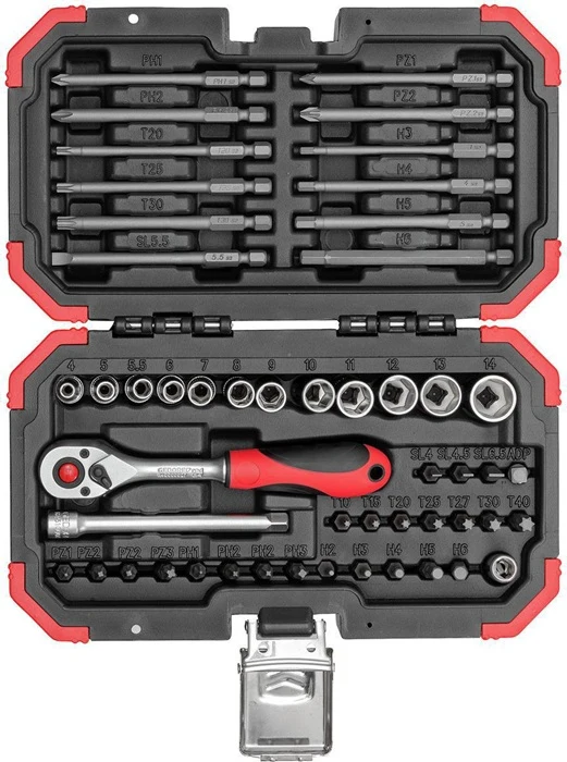 Gedore RED zestaw bitów/kluczy nasadowych R33003051 ( 8002654118 ) 51-częściowy 1/4 ″ Liczba zębów 72