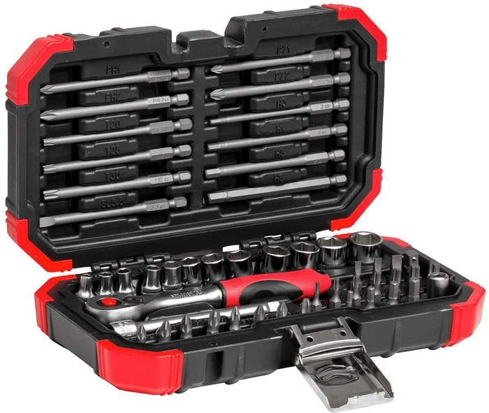 Gedore RED zestaw bitów/kluczy nasadowych R33003051 ( 8002654118 ) 51-częściowy 1/4 ″ Liczba zębów 72