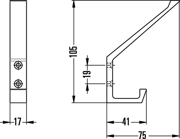 Hak Hermeta 0138 ( 3000283348 ) pojedynczy Występ 76 mm Wysokość 105 mm