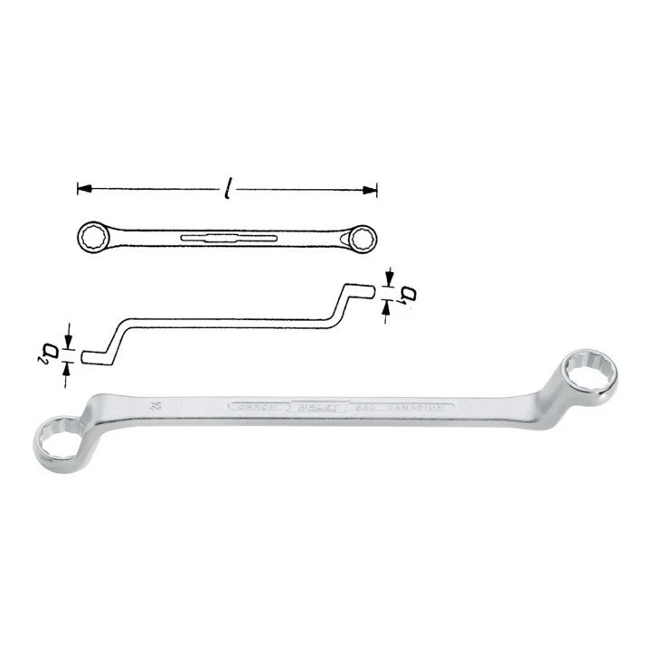 Klucz dwupierścieniowy HAZET 630 24 x 27 mm 340 mm ( 8000462661 )