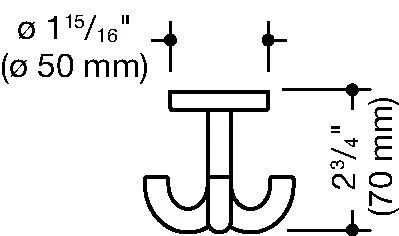 HEWI Haczyk na ręcznik 477 ( 8000645220 ) obrotowy Wysokość 70 mm Szerokość 75 mm 90 głęboki czarny Ø 50 mm