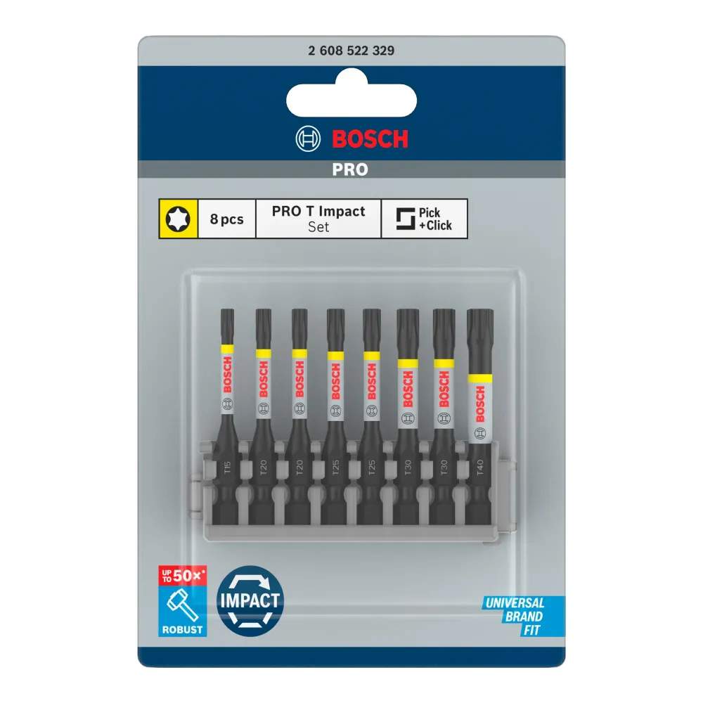 Końcówka wkrętakowa Bosch PRO Impact T 55 mm Torx 8 szt. ( 2608522329 ) T15 / T20 / T25 / T30 / T40