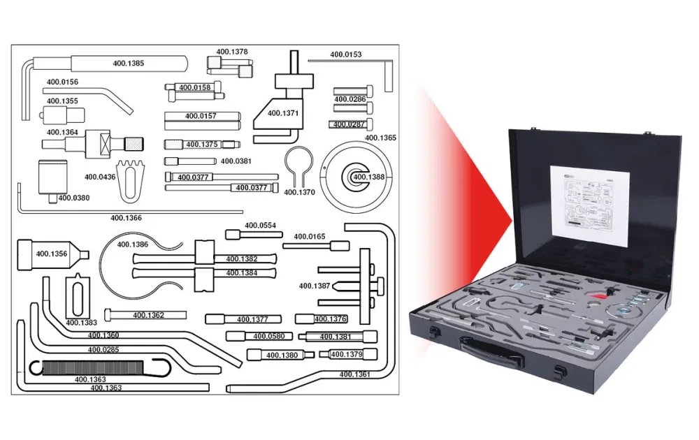 KS TOOLS Motoreinstell-Werkzeug-Satz für PSA, 49-tlg ( 400.1350 )