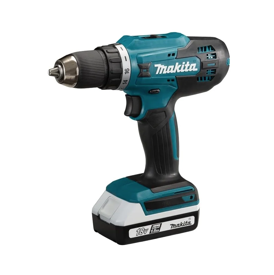 Makita DF 488 D002 Akumulatorowa wiertarko-wkrętarka 18 V 42 Nm seria G + 2x akumulator 1,5 Ah + ładowarka + walizka