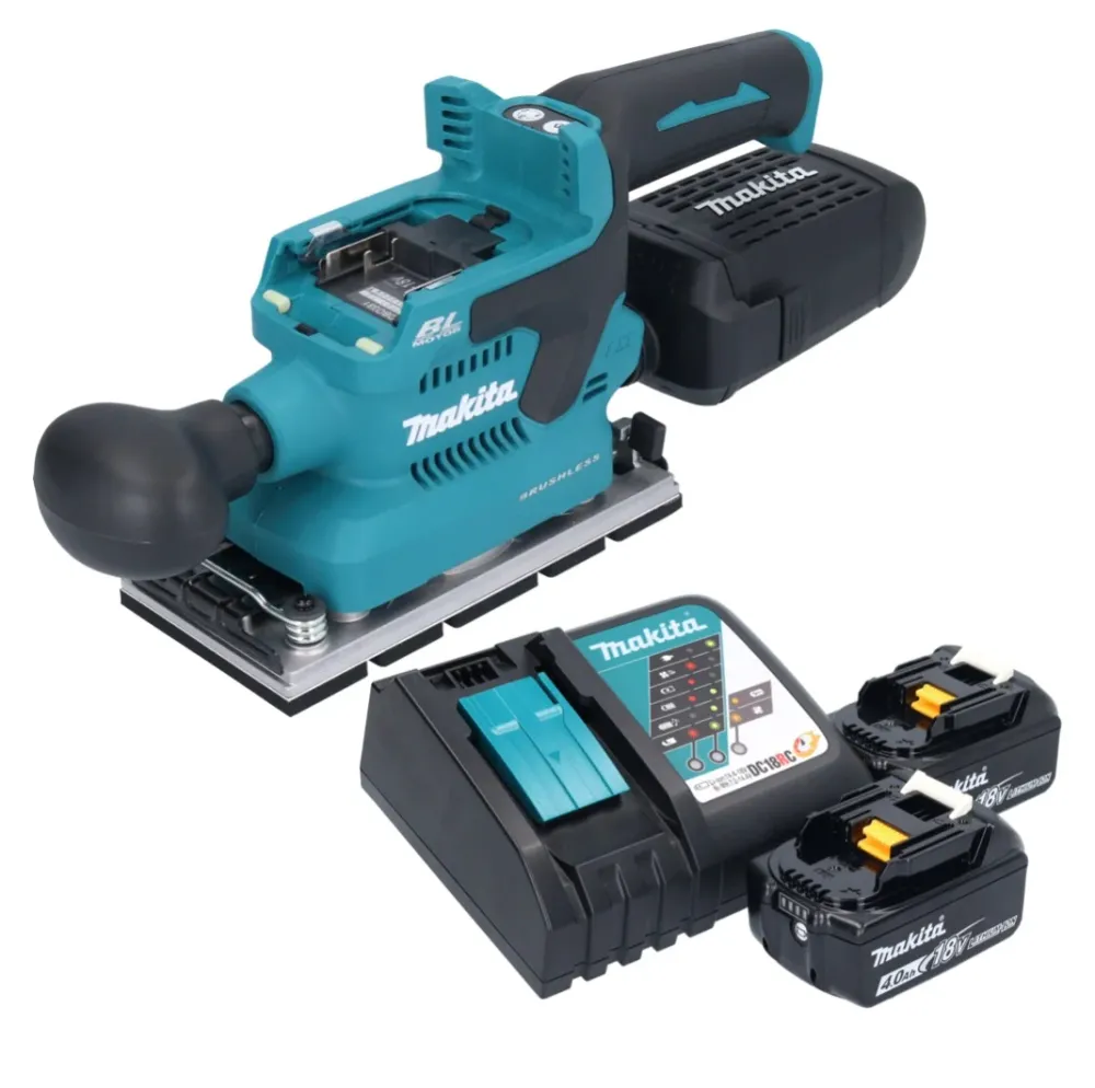 Akumulatorowa szlifierka oscylacyjna Makita DBO 381 RMU 18 V 93 x 185 mm bezszczotkowa + 2x akumulator 4,0 Ah + ładowarka