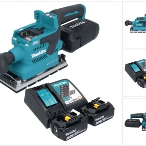 Akumulatorowa szlifierka oscylacyjna Makita DBO 381 RTU 18 V 93 x 185 mm bezszczotkowa + 2x akumulator 5,0 Ah + ładowarka