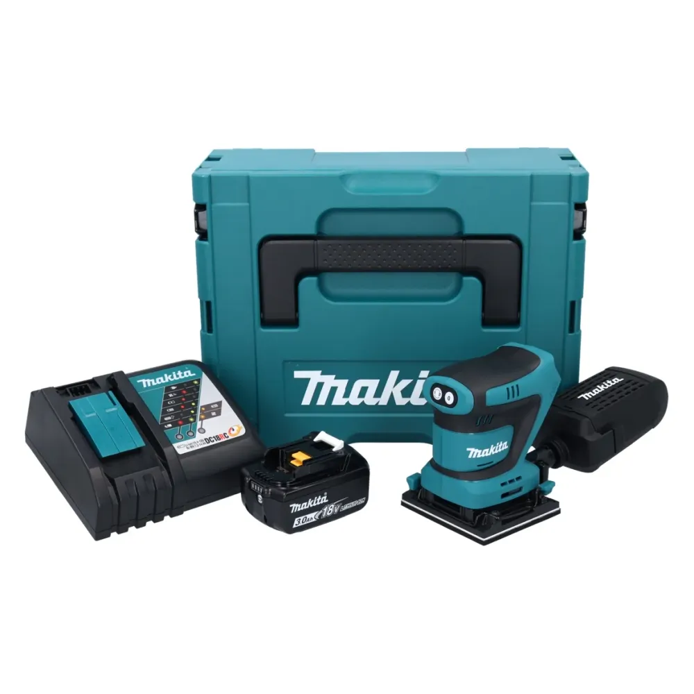 Akumulatorowa szlifierka oscylacyjna Makita DBO 481 RF1J 18 V 112 x 102 mm + 1x akumulator 3,0 Ah + ładowarka + Makpac