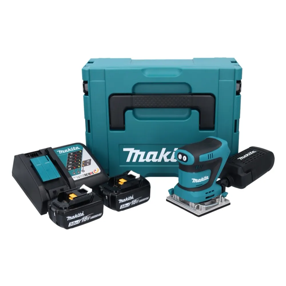 Akumulatorowa szlifierka oscylacyjna Makita DBO 482 RFJ 18 V 112 x 102 mm + 2x akumulator 3,0 Ah + ładowarka + Makpac