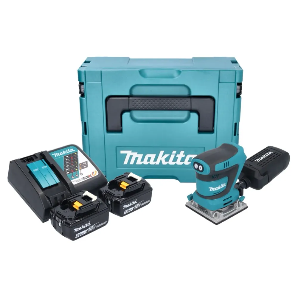 Akumulatorowa szlifierka oscylacyjna Makita DBO 484 RGJ 18 V 112 x 102 mm + 2x akumulator 6,0 Ah + ładowarka + Makpac