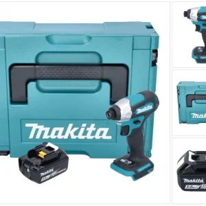 Akumulatorowa wkrętarka udarowa Makita DTD 157 T1J 18 V 140 Nm 1/4" bezszczotkowa + 1x akumulator 5,0 Ah + Makpac - bez ła...