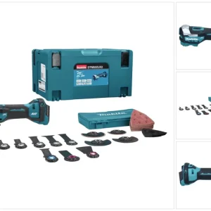 Akumulatorowe narzędzie wielofunkcyjne Makita DTM 52 ZJX2 18 V Starlock Max Brushless + 43-częściowy zestaw akcesoriów + M...