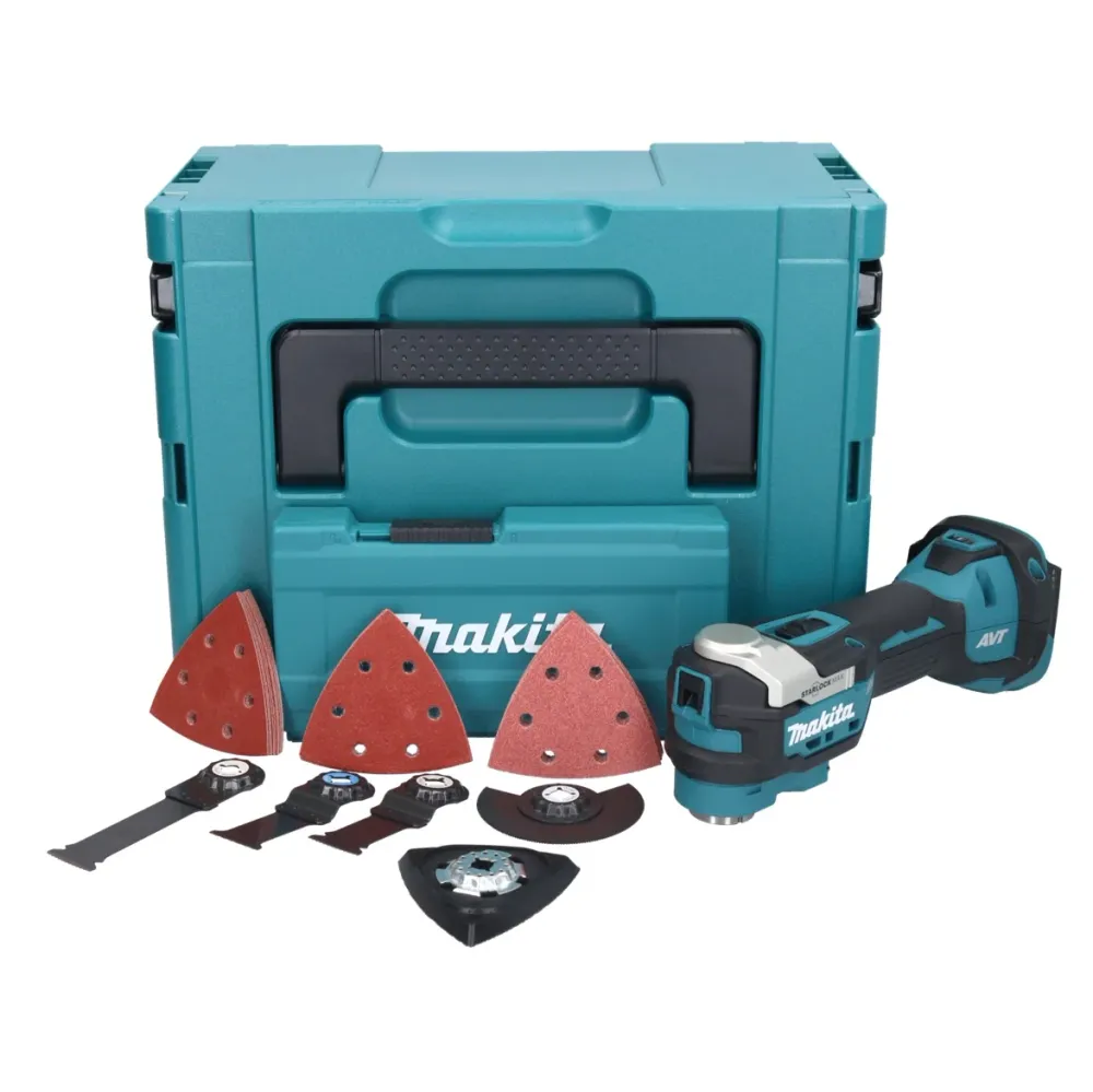 Akumulatorowe narzędzie wielofunkcyjne Makita DTM 52 ZJX4 18 V Starlock Max Brushless + 35-częściowy zestaw akcesoriów + M...