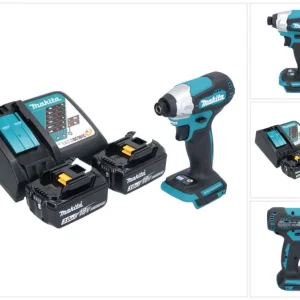 Akumulatorowy klucz udarowy Makita DTD 157 RF 18 V 140 Nm 1/4" bezszczotkowy + 2x akumulator 3,0 Ah + ładowarka