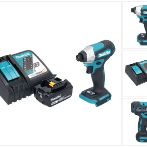 Akumulatorowy klucz udarowy Makita DTD 157 RT1 18 V 140 Nm 1/4" bezszczotkowy + 1x akumulator 5,0 Ah + ładowarka