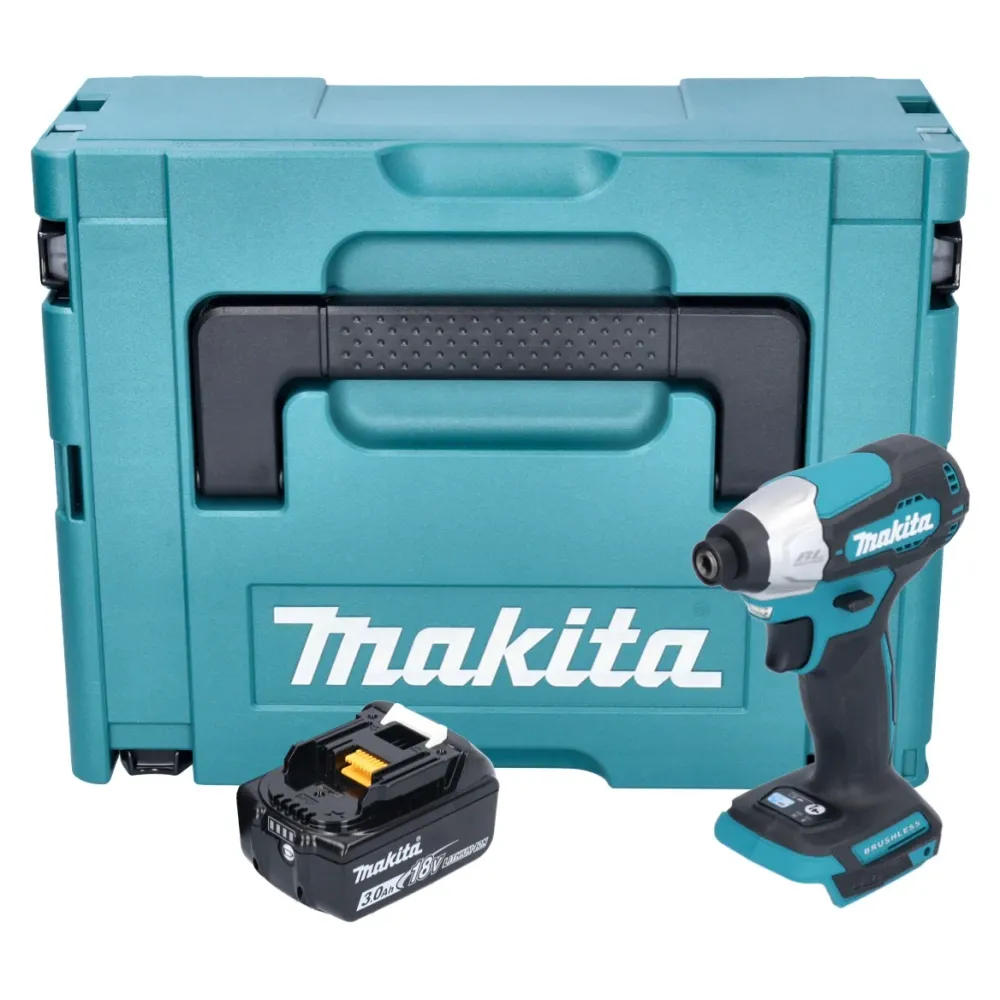 Akumulatorowy klucz udarowy Makita DTD 157 F1J 18 V 140 Nm 1/4" bezszczotkowy + 1x akumulator 3,0 Ah + Makpac - bez ładowarki