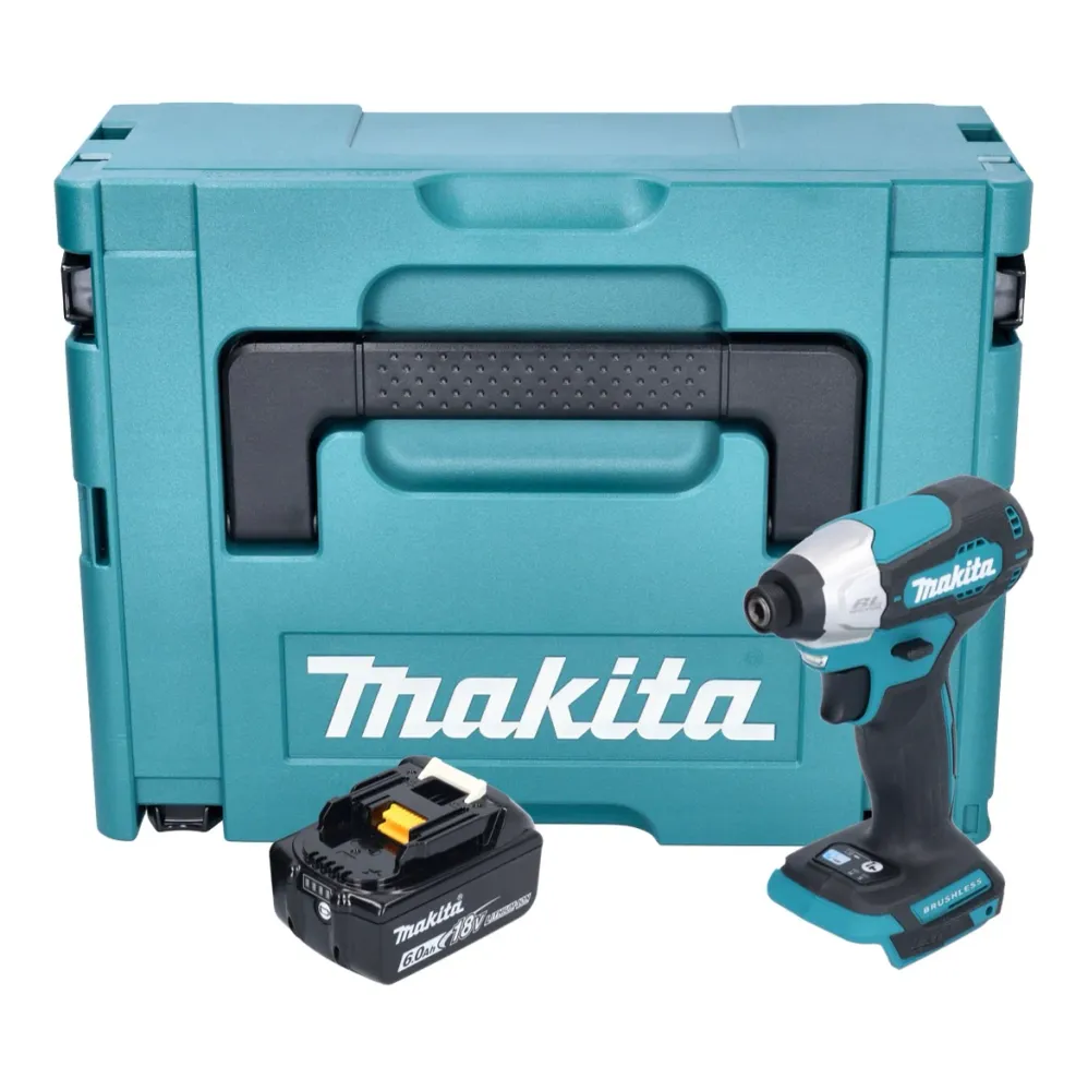 Akumulatorowy klucz udarowy Makita DTD 157 G1J 18 V 140 Nm 1/4" bezszczotkowy + 1x akumulator 6,0 Ah + Makpac - bez ładowarki