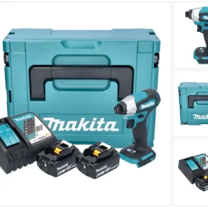 Akumulatorowy klucz udarowy Makita DTD 157 RGJ 18 V 140 Nm 1/4" bezszczotkowy + 2x akumulator 6,0 Ah + ładowarka + walizka...
