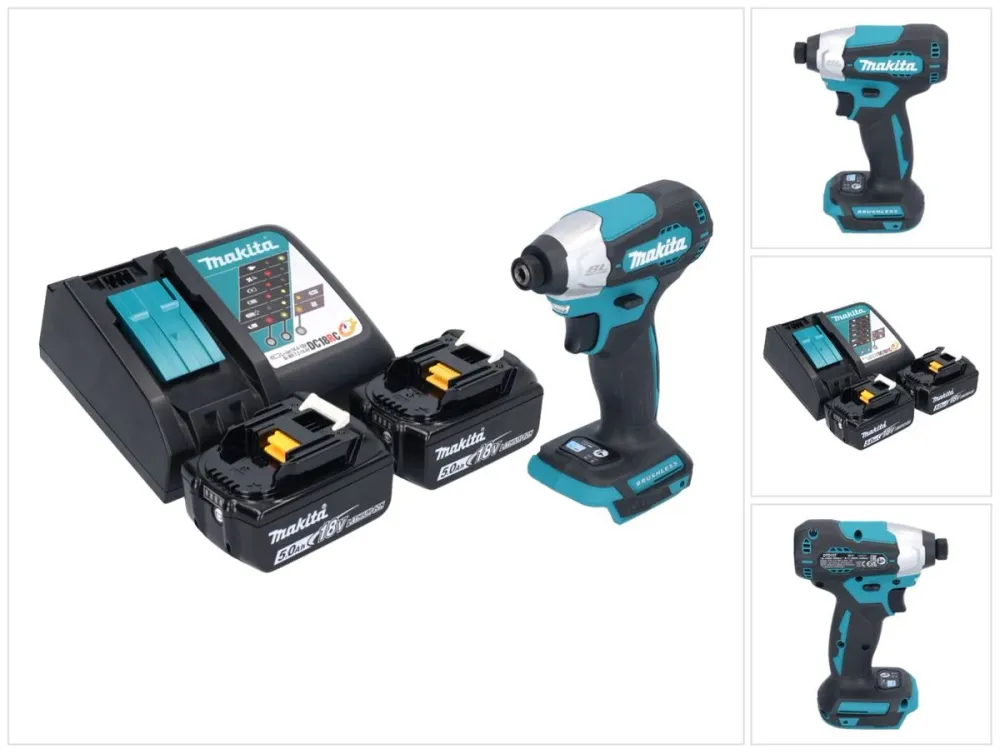 Akumulatorowy klucz udarowy Makita DTD 157 RT 18 V 140 Nm 1/4" bezszczotkowy + 2x akumulator 5,0 Ah + ładowarka