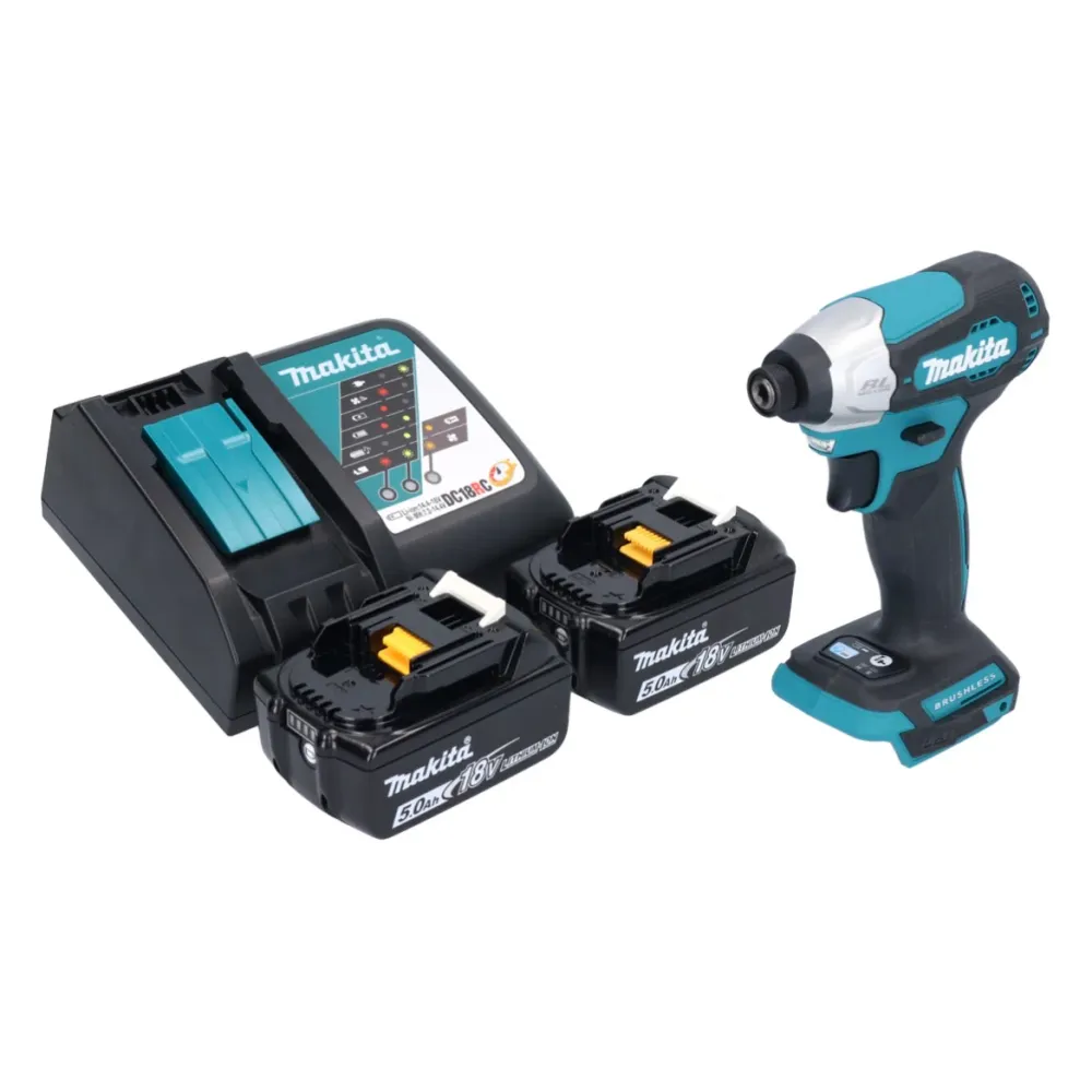 Akumulatorowy klucz udarowy Makita DTD 157 RT 18 V 140 Nm 1/4" bezszczotkowy + 2x akumulator 5,0 Ah + ładowarka