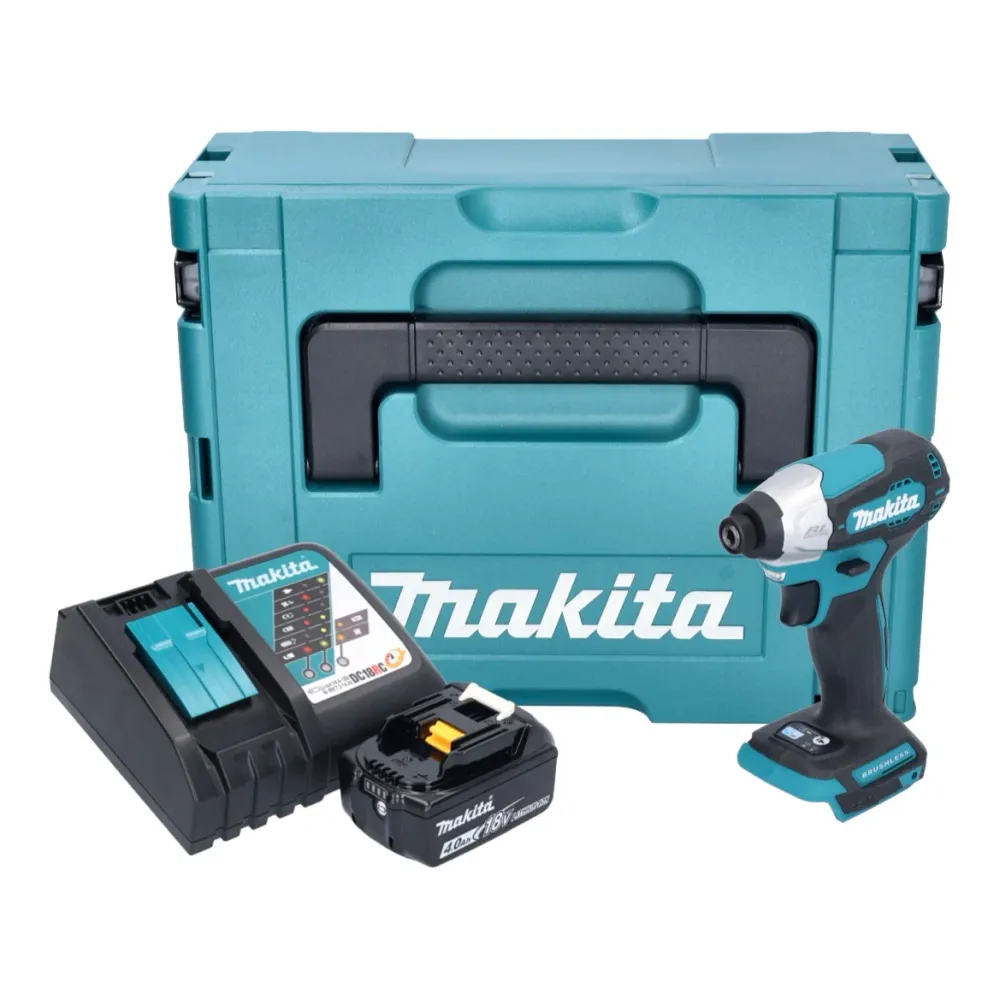 Akumulatorowy klucz udarowy Makita DTD 157 RM1J 18 V 140 Nm 1/4" bezszczotkowy + 1x akumulator 4,0 Ah + ładowarka + walizk...