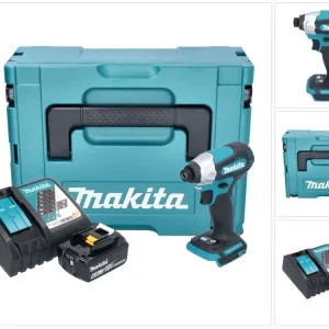Akumulatorowy klucz udarowy Makita DTD 157 RG1J 18 V 140 Nm 1/4" bezszczotkowy + 1x akumulator 6,0 Ah + ładowarka + walizk...