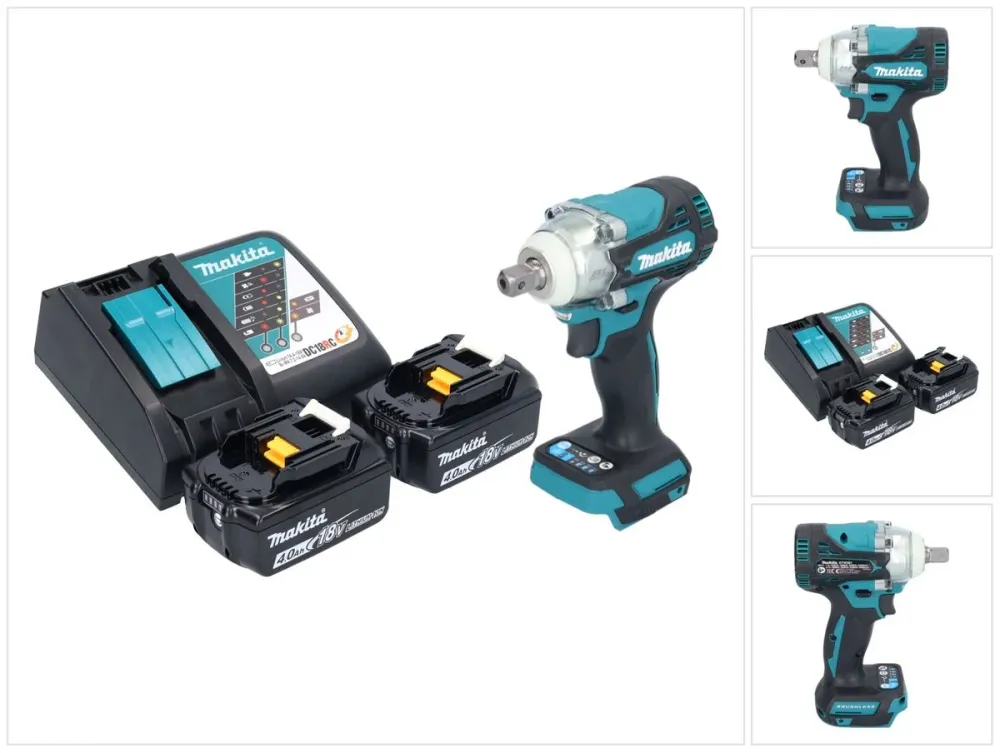 Akumulatorowy klucz udarowy Makita DTW 301 RM 18 V 330 Nm 1/2" bezszczotkowy + 2x akumulator 4,0 Ah + ładowarka