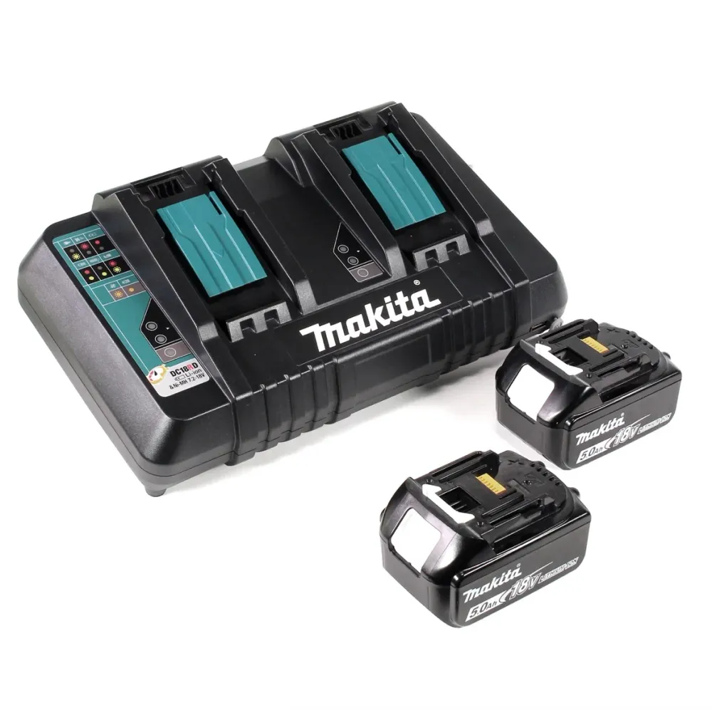 Makita DGA 900 PTKX2 akumulatorowa szlifierka kątowa 36V ( 2x18V ) 230mm bezszczotkowa + 2x akumulator 5.0Ah + podwójna ła...