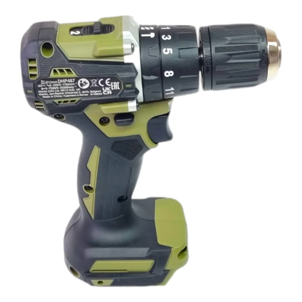 Makita DHP 487 RT1KO akumulatorowa wiertarko-wkrętarka udarowa 18 V 40 Nm bezszczotkowa seria Olive Outdoor Adventure + 1x...