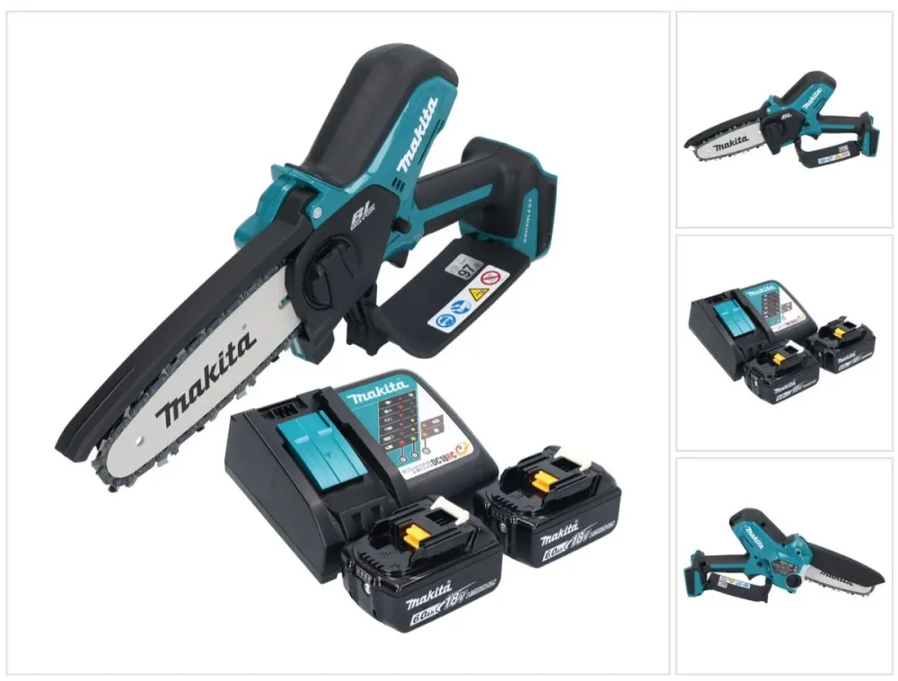 Makita DUC 150 RG2 Akumulatorowa pilarka łńcuchowa 18 V 15 cm bezszczotkowa + 2x akumulator 6,0 Ah + ładowarka