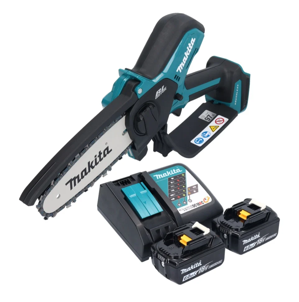 Makita DUC 150 RG2 Akumulatorowa pilarka łńcuchowa 18 V 15 cm bezszczotkowa + 2x akumulator 6,0 Ah + ładowarka