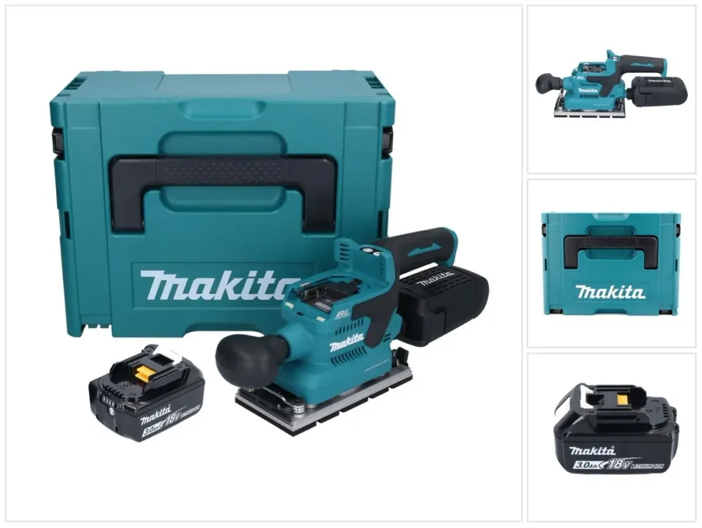 Makita DBO 381 F1JU Akumulatorowa szlifierka oscylacyjna 18 V 93 x 185 mm bezszczotkowa + 1x akumulator 3,0 Ah + Makpac -...