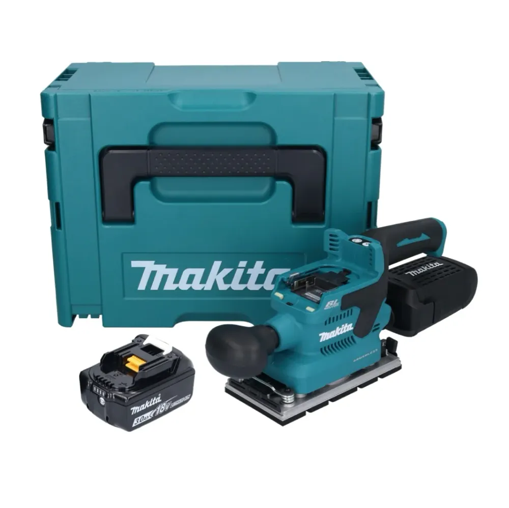 Makita DBO 381 F1JU Akumulatorowa szlifierka oscylacyjna 18 V 93 x 185 mm bezszczotkowa + 1x akumulator 3,0 Ah + Makpac -...