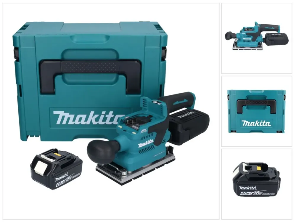 Makita DBO 381 M1JU Akumulatorowa szlifierka oscylacyjna 18 V 93 x 185 mm bezszczotkowa + 1x akumulator 4,0 Ah + Makpac -...