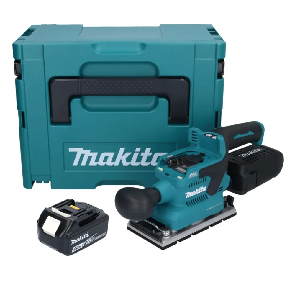 Makita DBO 381 M1JU Akumulatorowa szlifierka oscylacyjna 18 V 93 x 185 mm bezszczotkowa + 1x akumulator 4,0 Ah + Makpac -...